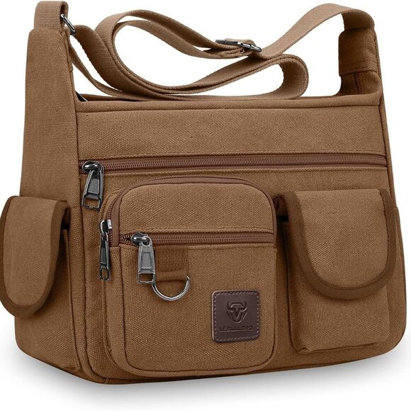 Lightweight Unisex Canvas Sling Bag for 13-Inch Laptop – Functional Retro Style - Picture 1 of 9